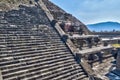 Steps of the Pyramid of the Feathered Serpent in Teotihuacan. Quetzalcoatl, deity of Mesoamerican culture Royalty Free Stock Photo