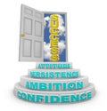 Steps Rising to Success - Open Door Royalty Free Stock Photo