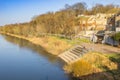 Steps on the riverfront of the Saale river in Bernburg