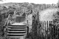 Steps in sand dunes black and white Royalty Free Stock Photo