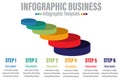 6 Steps and Six 6 Option Modern business infographic for company process with 3d colorful pie chart and flat icons. Easy to use