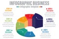 6 Steps and Six 6 Option Modern business infographic for company process with 3d colorful pie chart and flat icons. Easy to use