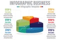 6 Steps and Six 6 Option Modern business infographic for company process with 3d colorful pie chart and flat icons. Easy to use