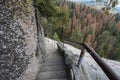 Steps and stairs along the Moro Rock hike in Sequoia National Park Royalty Free Stock Photo