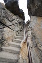 Steps and stairs along the Moro Rock hike in Sequoia National Park Royalty Free Stock Photo