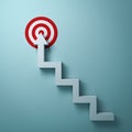 Steps or stairs arrow aiming to goal target or red dart board the business concept