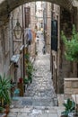 Narrow stair passage in Dubrovnik Old town Royalty Free Stock Photo