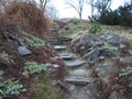 Steps with stones, stone stitches, fabulous stairs, castle, magic place