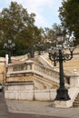 Steps with street lamps in Bologna, Italy Royalty Free Stock Photo