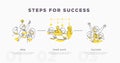 Steps for success. Teamwork and life achievements and success concept. Vector