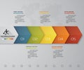 5 steps Timeline arrow infographic element. 5 steps infographic, vector banner can be used for workflow layout.