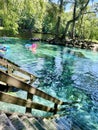 Steps to the Devil's spring run for tubers at Ginnie Springs, Florida