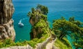 Steps to El Caballo lighthouse in Cantabria, Spain