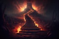 Heaven Stairs, Road to Light, Paradise Sky, Afterlife Way Drawing Imitation, Abstract Generative Ai Illustration Royalty Free Stock Photo