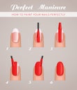 6 steps to paint nails, vector tutorial