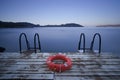 Steps to sea and Lifebuoy