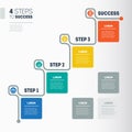 4 steps to success - Business timeline info graphic template. Workflow layout, infographics, banner, diagram, number options, web Royalty Free Stock Photo