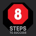 8 steps to success. Cover for the video to be placed on the video hosting or Image for design of the post in social networks.