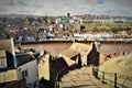 The 199 steps and the town of Whitby in very early spring. Royalty Free Stock Photo