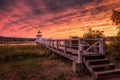 Steps up to Walkway to Doubling Point Lighthouse Sunset Royalty Free Stock Photo