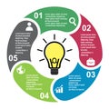 5 steps vector element in five colors with labels, infographic diagram. Business concept of 5 steps or options with light bulb Royalty Free Stock Photo
