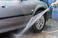 The process of car washing high pressure water at the carwash Royalty Free Stock Photo