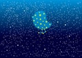 Blue Night Sky Pleiades with pattern White Stars and Dots. Vector illustration