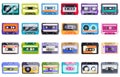 Stereo cassettes icons set cartoon vector. Mixtape music song