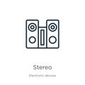 Stereo icon. Thin linear stereo outline icon isolated on white background from electronic devices collection. Line vector sign, Royalty Free Stock Photo