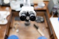 Microscope eyepieces for scientific research and precision work Royalty Free Stock Photo