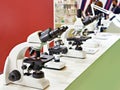 Stereo microscopes on display Royalty Free Stock Photo