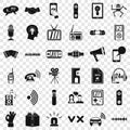 Stereo music icons set, simple style