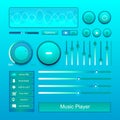 Stereo music player volume button control set vector