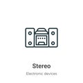 Stereo outline vector icon. Thin line black stereo icon, flat vector simple element illustration from editable electronic devices Royalty Free Stock Photo