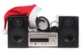 Stereo with Santa Claus hat