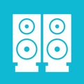 Stereo speaker icon. For websites and apps. Image on blue background. Flat line vector illustration. Royalty Free Stock Photo