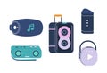 Stereo Speakers and Loudspeakers Vector Set. Electronic Items Provide Immersive Audio Experiences By Delivering Sounds