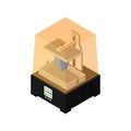 SLA 3D printer in isometric graphic