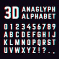 Stereoscopic distortion, 3d anaglyph font alphabet letters Royalty Free Stock Photo