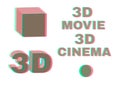 3d effect movie, cinema. Stereoscopic vision. No transparency stereo effect. Isolated on white. Vector graphic illustration.