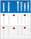 Sterile containers for analysis. Open and closed containers. Set