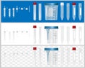 Sterile containers for analysis. Open and closed containers. Set