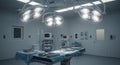 Modern Sterile Operating Room: Surgical Suite, Medical Equipment, and Instruments