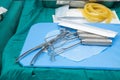 Sterile scissors and other medical instruments. Royalty Free Stock Photo