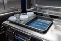 sterilization container with instruments secured for transport and storage