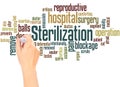 Sterilization word cloud hand writing concept