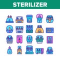 Sterilizer Device Collection Icons Set Vector