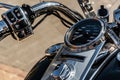 Stering wheel on the custom motorbike Royalty Free Stock Photo