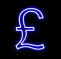 Sterling pound ÃÂ£ British currency neon symbol