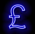 Sterling pound ÃÂ£ British currency neon symbol